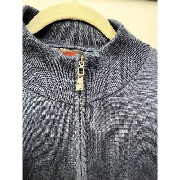 Linea Uomo Sweater Mens XXL Blue Wool Blend Long Sleeve 1/4 Zip Up Pullover - Picture 6 of 6